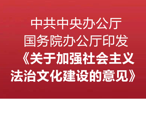 中共中央办公厅 国务院办公厅印发《关于加强社会主义法治文化建设的意见》